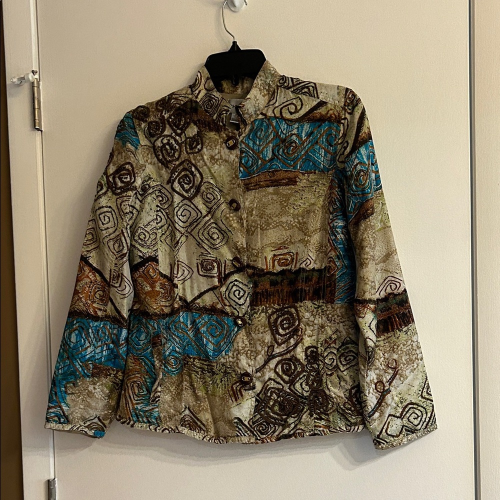 Chico's Multicolor Patterned Button-Front Jacket